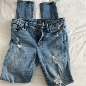 Abercrombie & Fitch Harper Super Skinny Ripped Jeans | Medium Blue